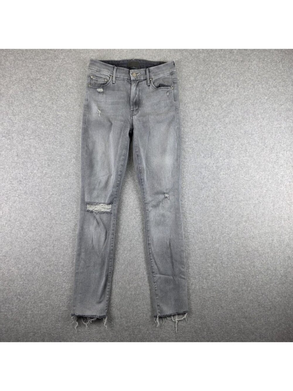 Mother Jeans Womens 25 HW Looker Ankle Fray Gray Distressed Slim Denim